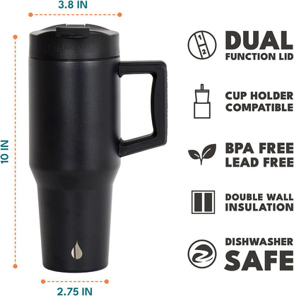 100% Leak Proof 32oz Tumbler with Handle & Straw Travel Mug | Stainless Steel Double Wall Insulated Tumbler for Hot and Cold Beverages with Sip & Straw Lid - Colors A