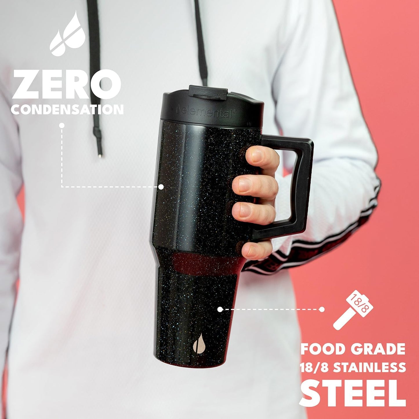 100% Leak Proof 32oz Tumbler with Handle & Straw Travel Mug | Stainless Steel Double Wall Insulated Tumbler for Hot and Cold Beverages with Sip & Straw Lid - Colors A