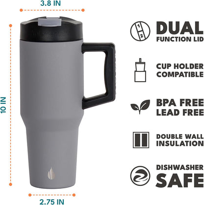 100% Leak Proof 32oz Tumbler with Handle & Straw Travel Mug | Stainless Steel Double Wall Insulated Tumbler for Hot and Cold Beverages with Sip & Straw Lid - Colors A