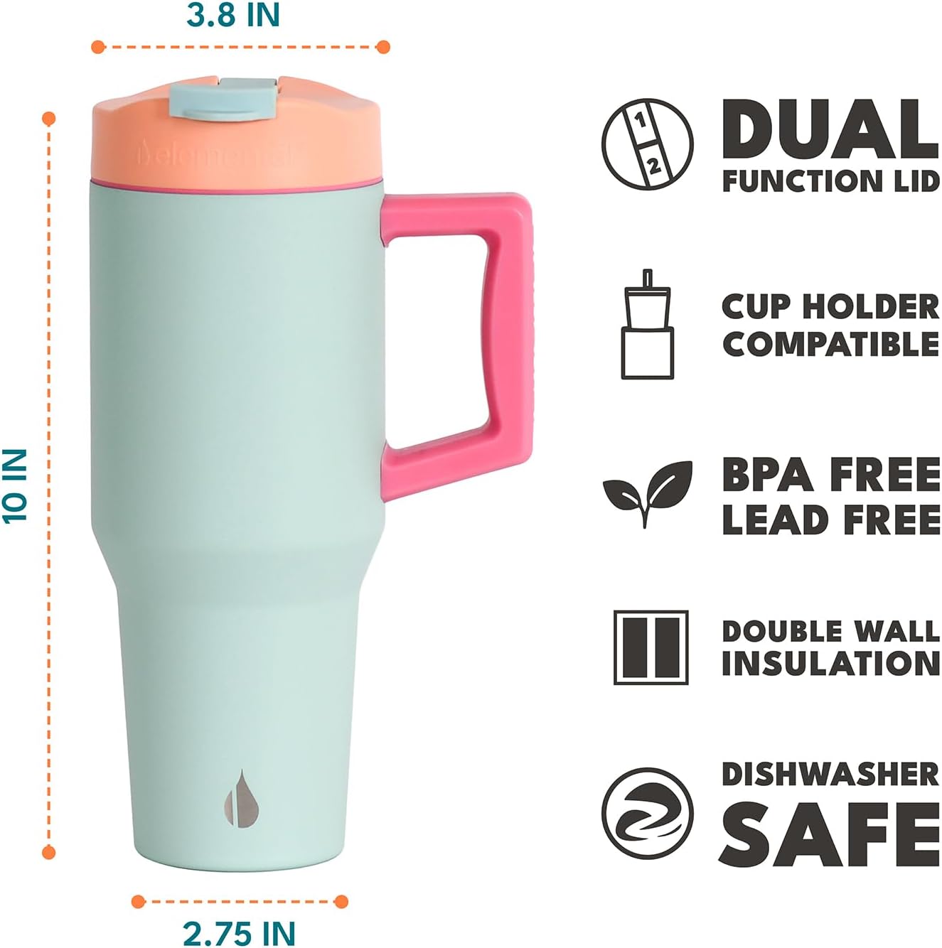 100% Leak Proof 32oz Tumbler with Handle & Straw Travel Mug | Stainless Steel Double Wall Insulated Tumbler for Hot and Cold Beverages with Sip & Straw Lid - Colors A