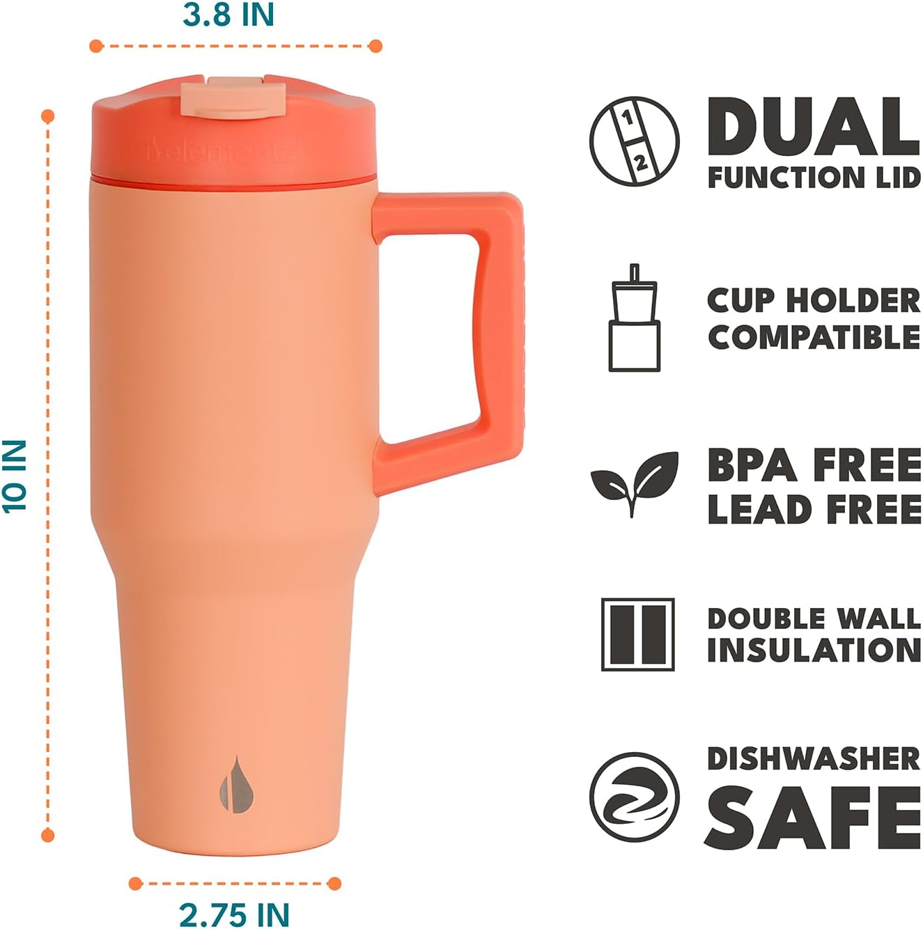100% Leak Proof 32oz Tumbler with Handle & Straw Travel Mug | Stainless Steel Double Wall Insulated Tumbler for Hot and Cold Beverages with Sip & Straw Lid - Colors A