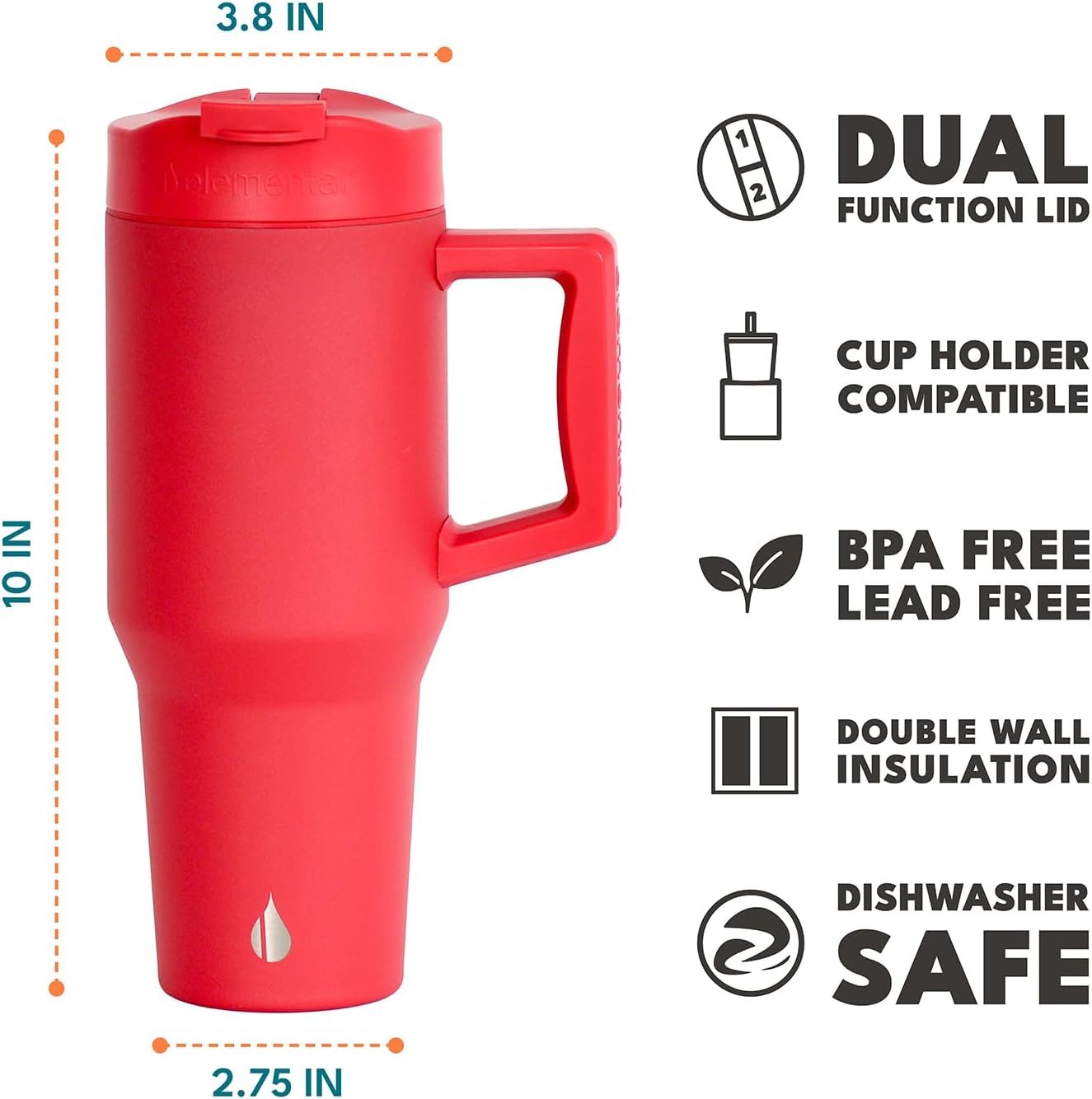 100% Leak Proof 32oz Tumbler with Handle & Straw Travel Mug | Stainless Steel Double Wall Insulated Tumbler for Hot and Cold Beverages with Sip & Straw Lid - Colors A