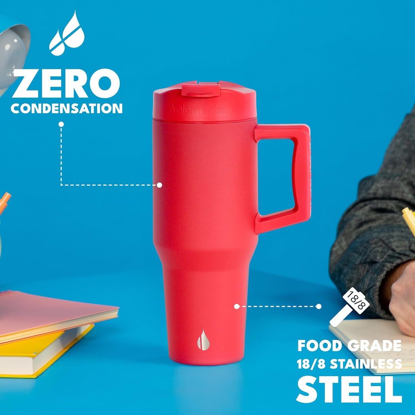 100% Leak Proof 32oz Tumbler with Handle & Straw Travel Mug | Stainless Steel Double Wall Insulated Tumbler for Hot and Cold Beverages with Sip & Straw Lid - Colors A