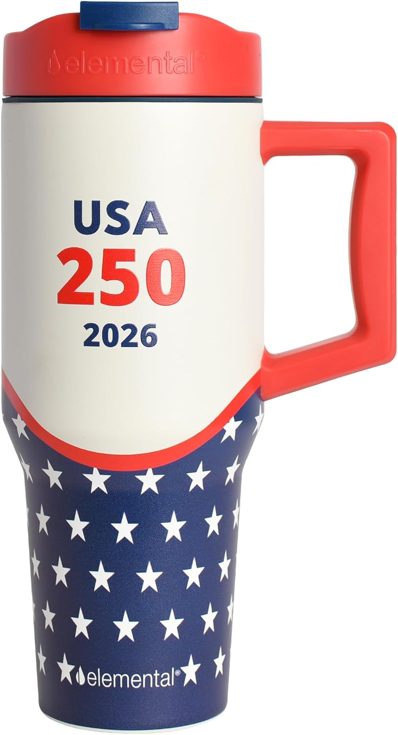 100% Leak Proof 32oz Tumbler with Handle & Straw Travel Mug | Stainless Steel Double Wall Insulated Tumbler for Hot and Cold Beverages with Sip & Straw Lid - Colors A