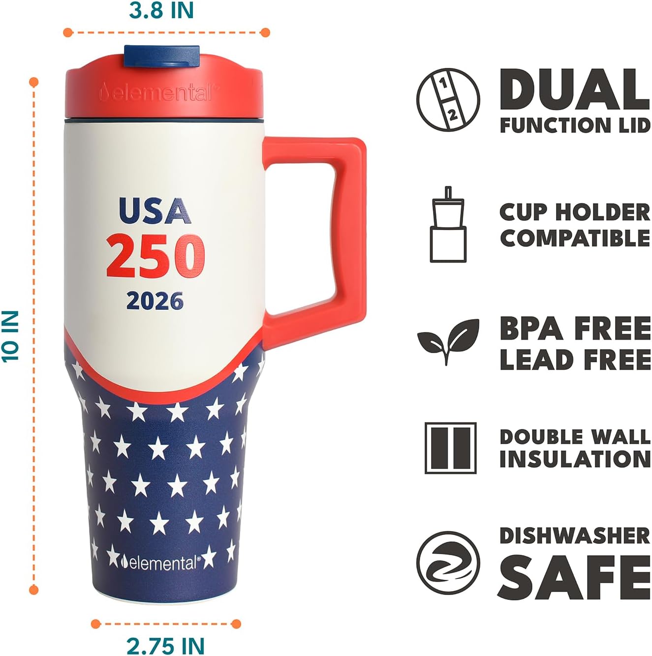 100% Leak Proof 32oz Tumbler with Handle & Straw Travel Mug | Stainless Steel Double Wall Insulated Tumbler for Hot and Cold Beverages with Sip & Straw Lid - Colors A