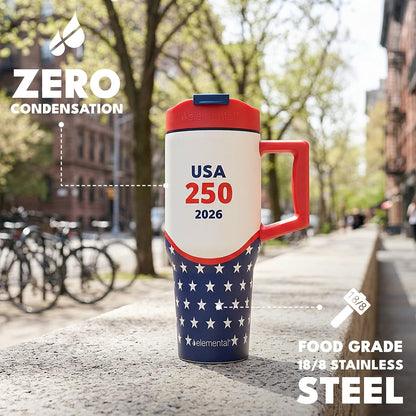 100% Leak Proof 32oz Tumbler with Handle & Straw Travel Mug | Stainless Steel Double Wall Insulated Tumbler for Hot and Cold Beverages with Sip & Straw Lid - Colors A