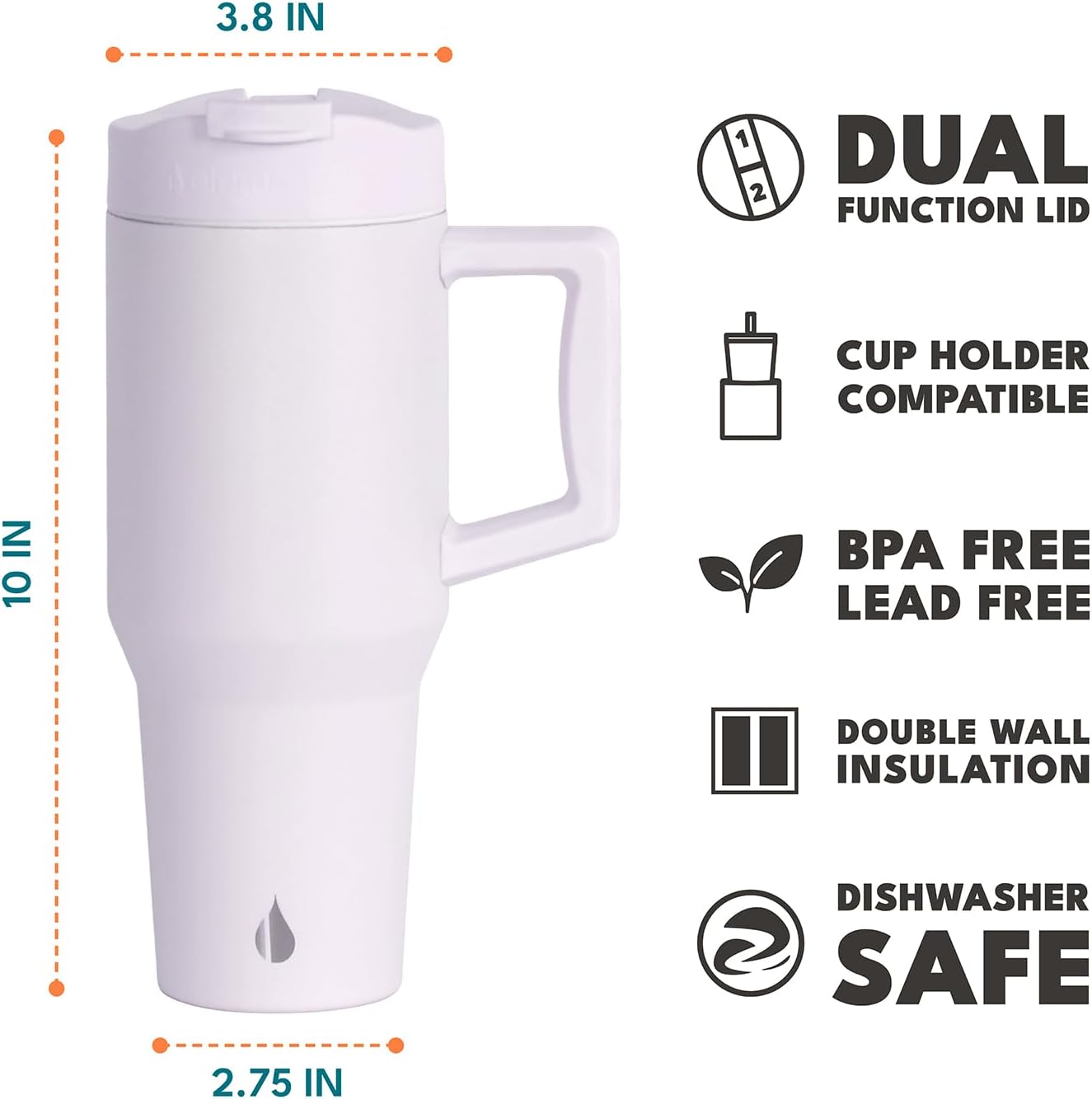 100% Leak Proof 32oz Tumbler with Handle & Straw Travel Mug | Stainless Steel Double Wall Insulated Tumbler for Hot and Cold Beverages with Sip & Straw Lid - Colors A