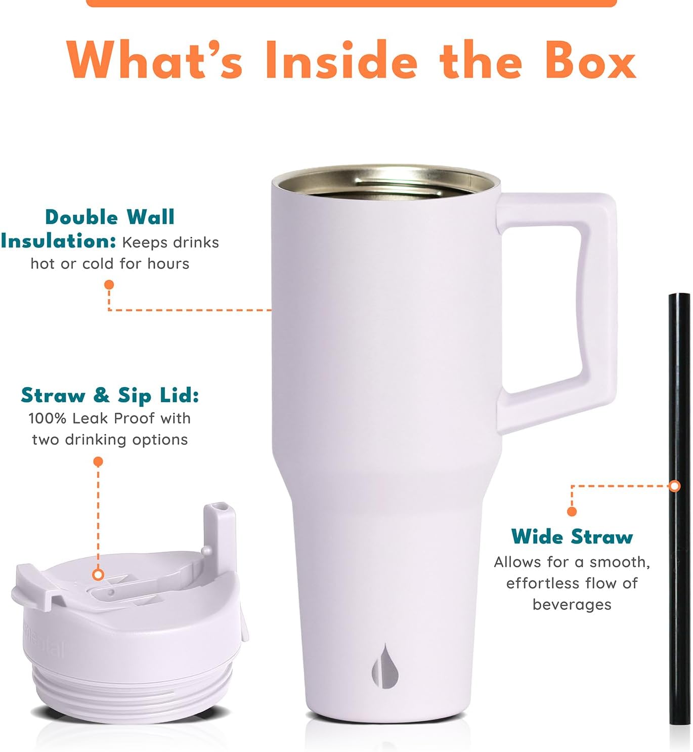 100% Leak Proof 32oz Tumbler with Handle & Straw Travel Mug | Stainless Steel Double Wall Insulated Tumbler for Hot and Cold Beverages with Sip & Straw Lid - Colors A