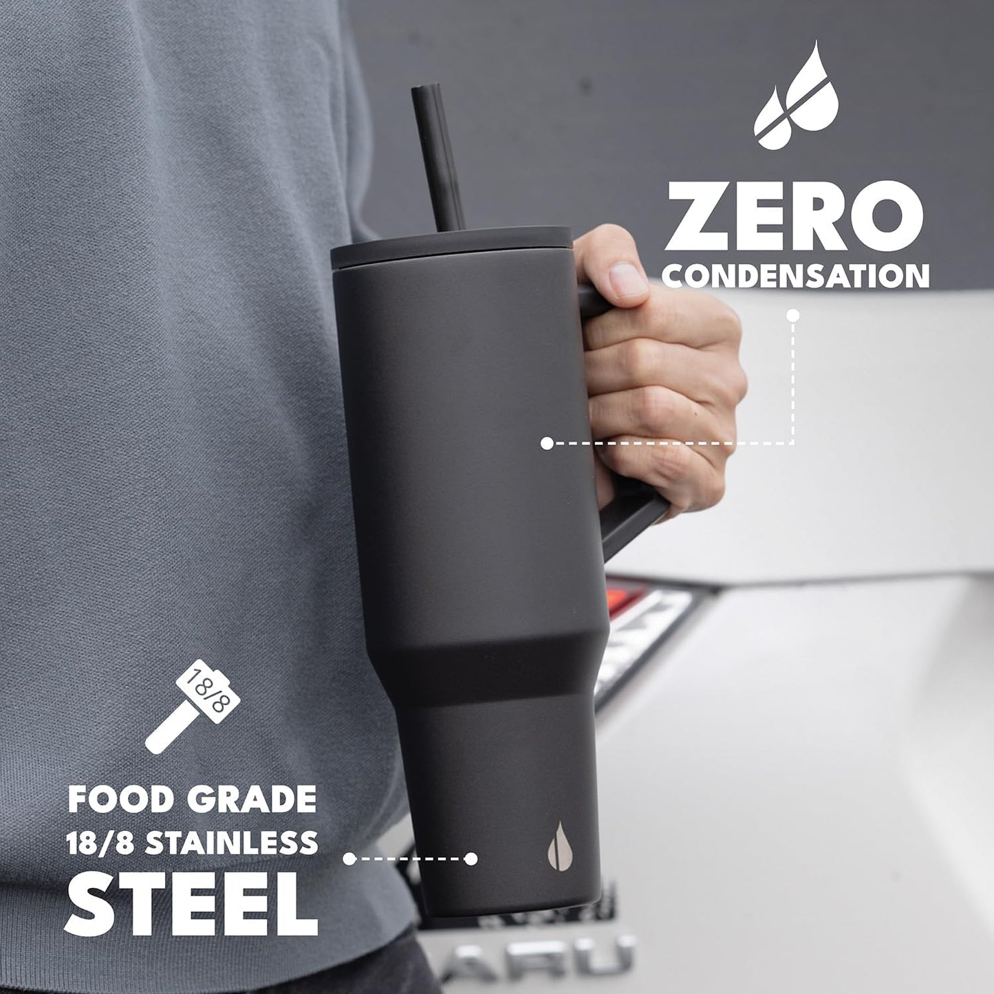100% Leak Proof 32oz Tumbler with Handle & Straw Travel Mug | Stainless Steel Double Wall Insulated Tumbler for Hot and Cold Beverages with Sip & Straw Lid - Colors A