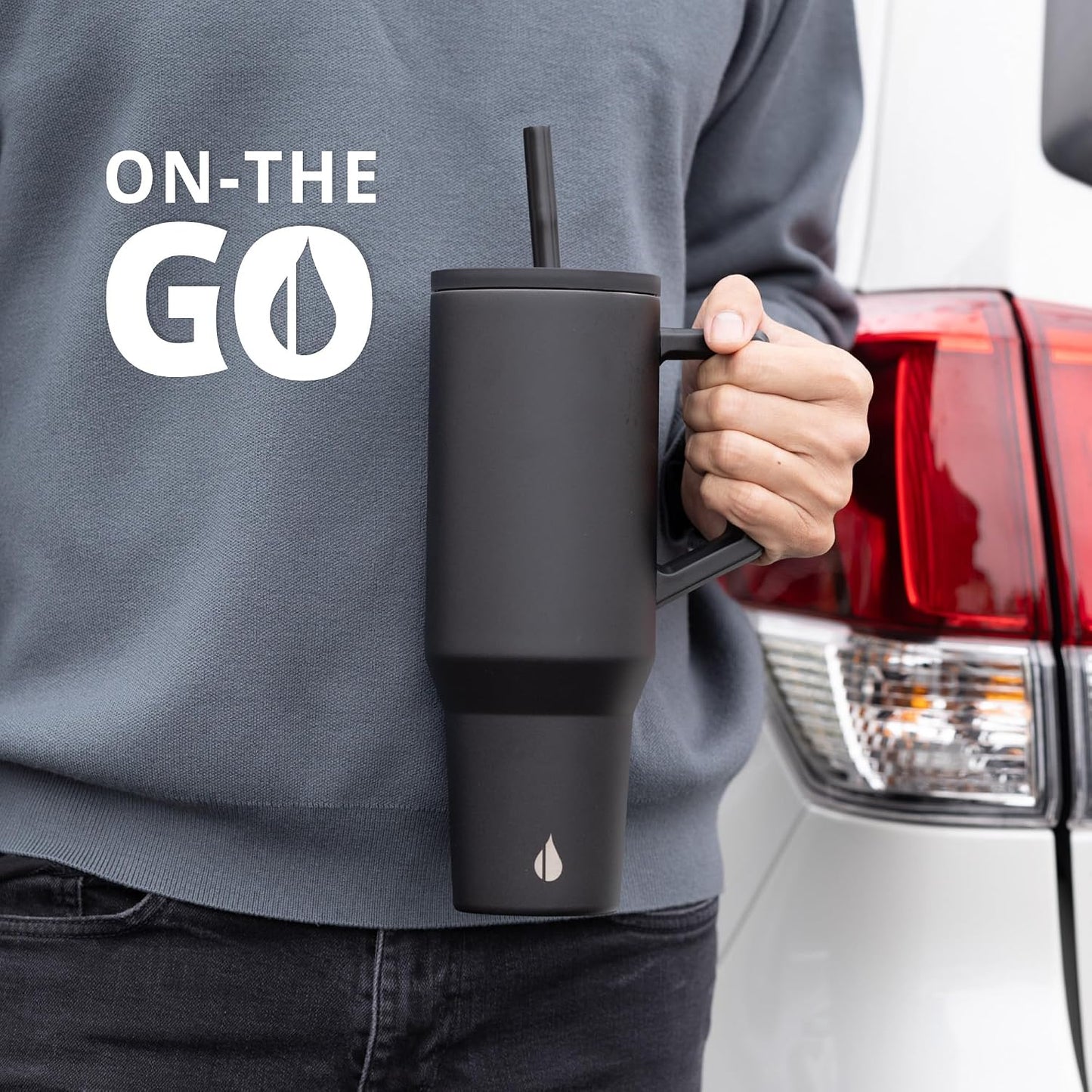 100% Leak Proof 32oz Tumbler with Handle & Straw Travel Mug | Stainless Steel Double Wall Insulated Tumbler for Hot and Cold Beverages with Sip & Straw Lid - Colors A