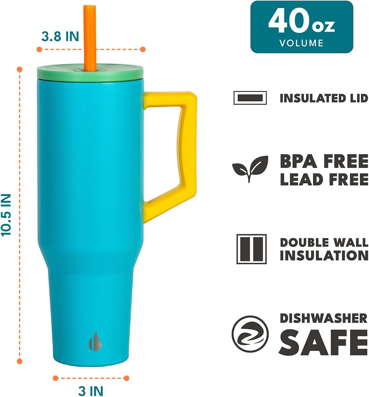 100% Leak Proof 32oz Tumbler with Handle & Straw Travel Mug | Stainless Steel Double Wall Insulated Tumbler for Hot and Cold Beverages with Sip & Straw Lid - Colors A
