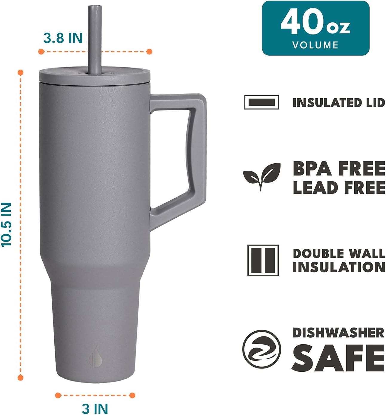 100% Leak Proof 32oz Tumbler with Handle & Straw Travel Mug | Stainless Steel Double Wall Insulated Tumbler for Hot and Cold Beverages with Sip & Straw Lid - Colors A