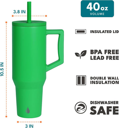 100% Leak Proof 32oz Tumbler with Handle & Straw Travel Mug | Stainless Steel Double Wall Insulated Tumbler for Hot and Cold Beverages with Sip & Straw Lid - Colors A