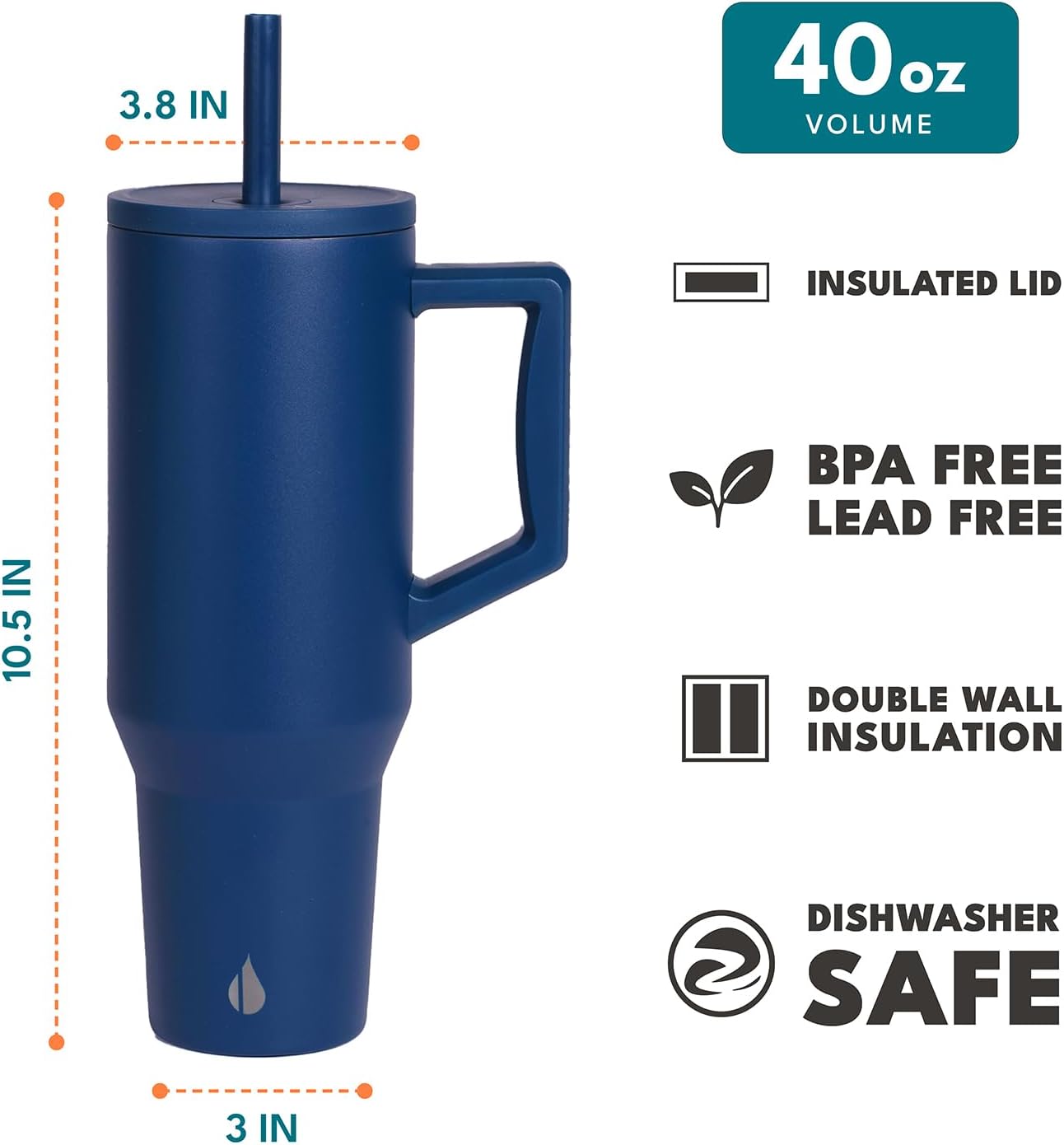 100% Leak Proof 32oz Tumbler with Handle & Straw Travel Mug | Stainless Steel Double Wall Insulated Tumbler for Hot and Cold Beverages with Sip & Straw Lid - Colors A