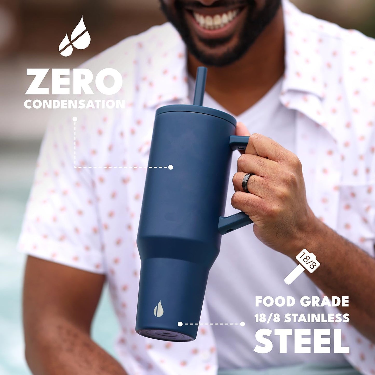 100% Leak Proof 32oz Tumbler with Handle & Straw Travel Mug | Stainless Steel Double Wall Insulated Tumbler for Hot and Cold Beverages with Sip & Straw Lid - Colors A