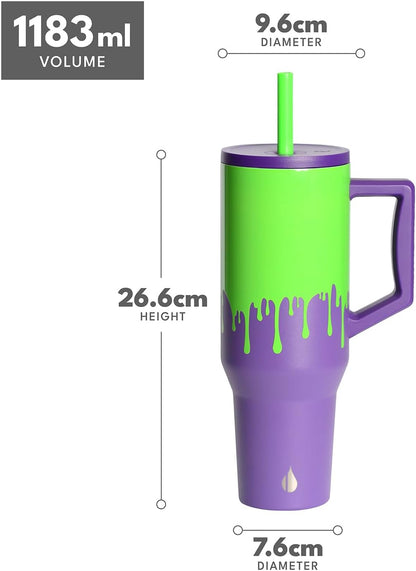 100% Leak Proof 32oz Tumbler with Handle & Straw Travel Mug | Stainless Steel Double Wall Insulated Tumbler for Hot and Cold Beverages with Sip & Straw Lid - Colors A