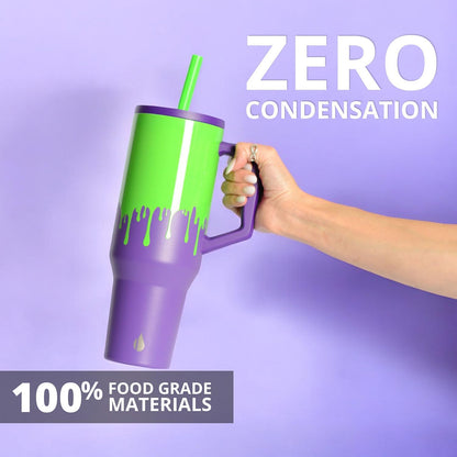 100% Leak Proof 32oz Tumbler with Handle & Straw Travel Mug | Stainless Steel Double Wall Insulated Tumbler for Hot and Cold Beverages with Sip & Straw Lid - Colors A