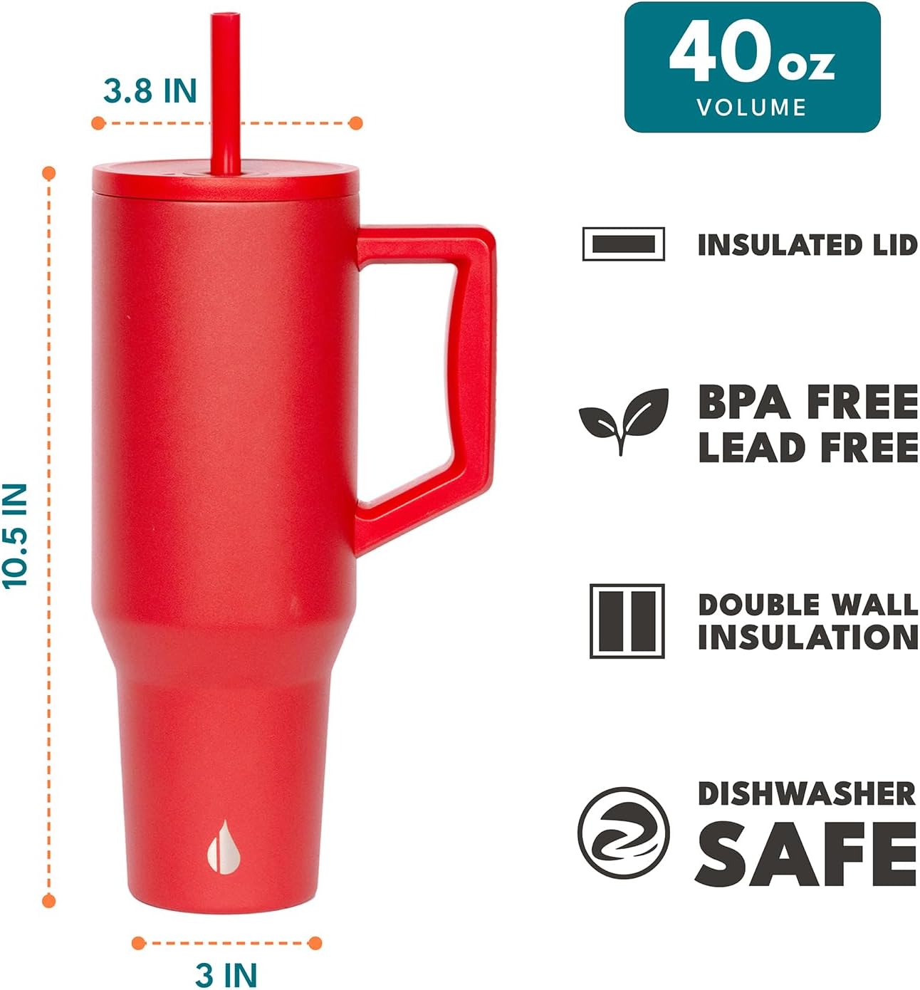 100% Leak Proof 32oz Tumbler with Handle & Straw Travel Mug | Stainless Steel Double Wall Insulated Tumbler for Hot and Cold Beverages with Sip & Straw Lid - Colors A