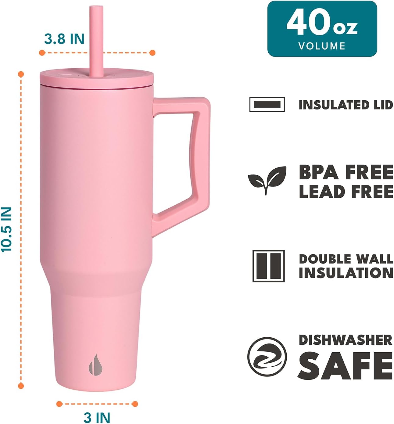 100% Leak Proof 32oz Tumbler with Handle & Straw Travel Mug | Stainless Steel Double Wall Insulated Tumbler for Hot and Cold Beverages with Sip & Straw Lid - Colors A