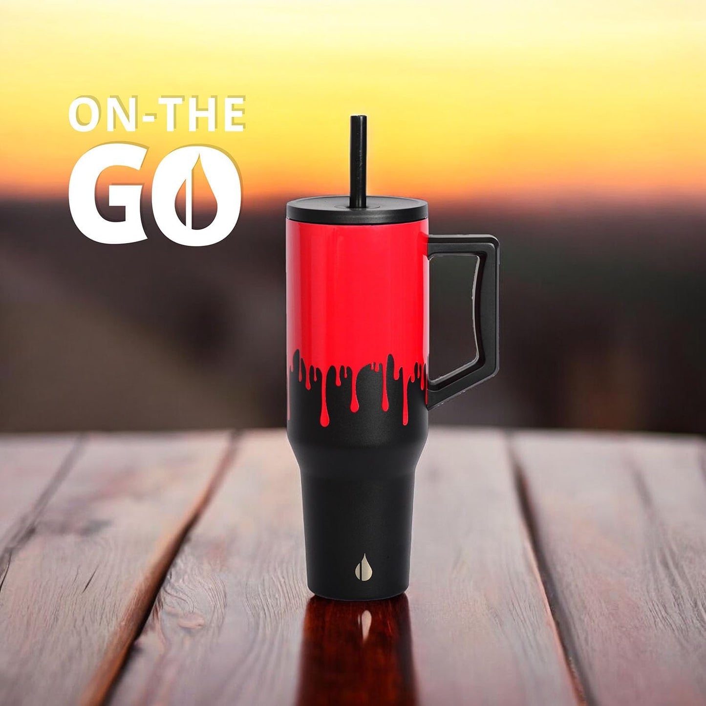 100% Leak Proof 32oz Tumbler with Handle & Straw Travel Mug | Stainless Steel Double Wall Insulated Tumbler for Hot and Cold Beverages with Sip & Straw Lid - Colors A