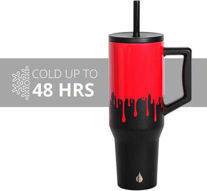 100% Leak Proof 32oz Tumbler with Handle & Straw Travel Mug | Stainless Steel Double Wall Insulated Tumbler for Hot and Cold Beverages with Sip & Straw Lid - Colors A