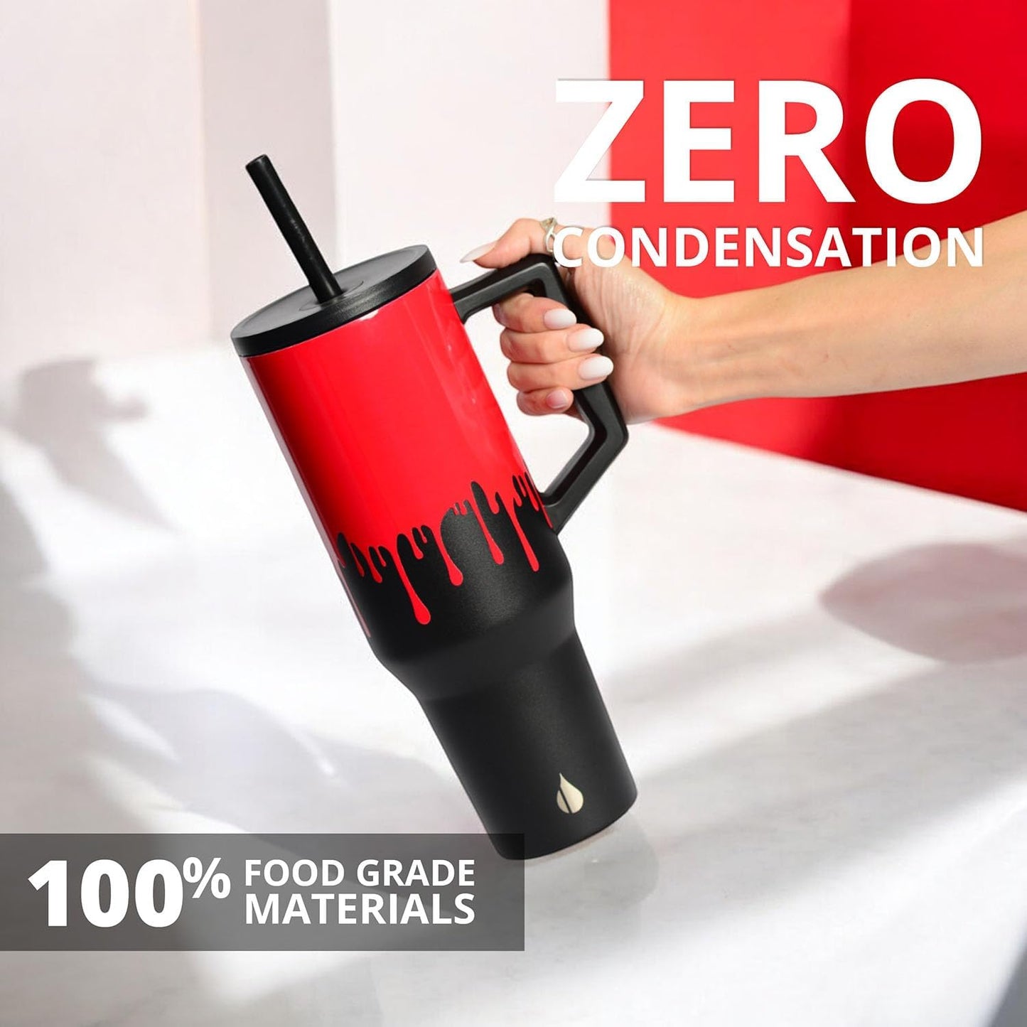 100% Leak Proof 32oz Tumbler with Handle & Straw Travel Mug | Stainless Steel Double Wall Insulated Tumbler for Hot and Cold Beverages with Sip & Straw Lid - Colors A
