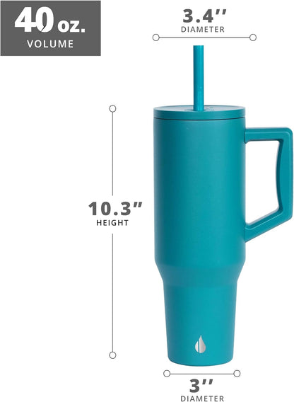 100% Leak Proof 32oz Tumbler with Handle & Straw Travel Mug | Stainless Steel Double Wall Insulated Tumbler for Hot and Cold Beverages with Sip & Straw Lid - Colors A