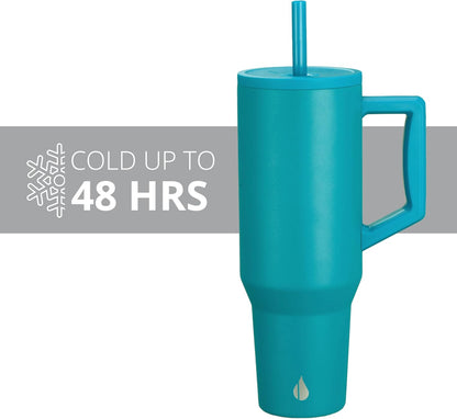 100% Leak Proof 32oz Tumbler with Handle & Straw Travel Mug | Stainless Steel Double Wall Insulated Tumbler for Hot and Cold Beverages with Sip & Straw Lid - Colors A