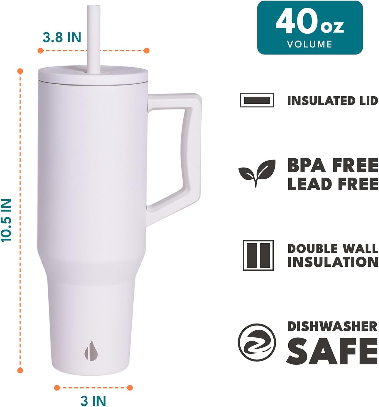 100% Leak Proof 32oz Tumbler with Handle & Straw Travel Mug | Stainless Steel Double Wall Insulated Tumbler for Hot and Cold Beverages with Sip & Straw Lid - Colors A