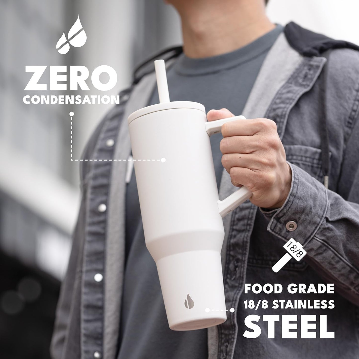 100% Leak Proof 32oz Tumbler with Handle & Straw Travel Mug | Stainless Steel Double Wall Insulated Tumbler for Hot and Cold Beverages with Sip & Straw Lid - Colors A