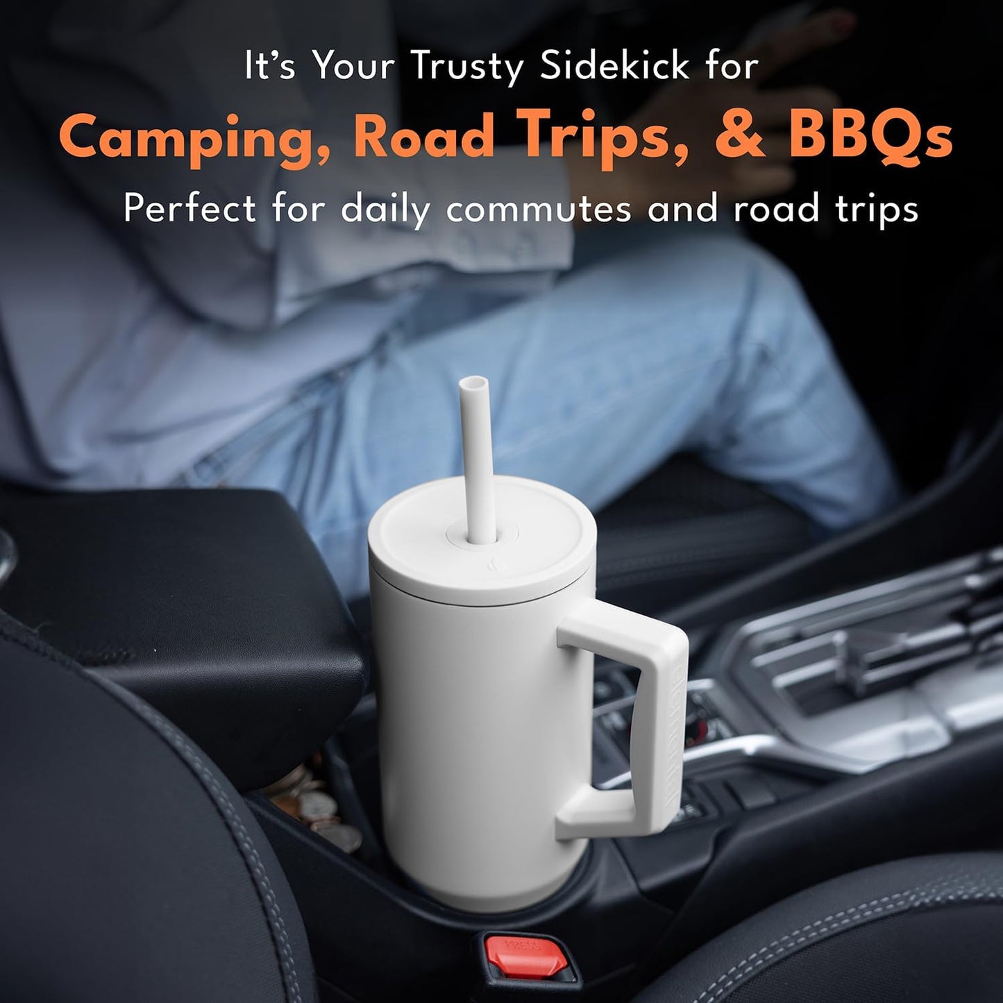 100% Leak Proof 32oz Tumbler with Handle & Straw Travel Mug | Stainless Steel Double Wall Insulated Tumbler for Hot and Cold Beverages with Sip & Straw Lid - Colors A