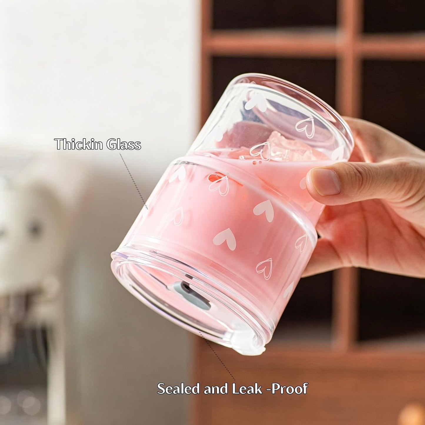 20 oz Clear Glass Cup with Lid and Glass Straw, Set of 2 Thickened Glass Coffee Tumblers, Drinking Glasses with Straw for Smoothie, Tea, Milk, Whiskey, Water and More – Elegant & Durable