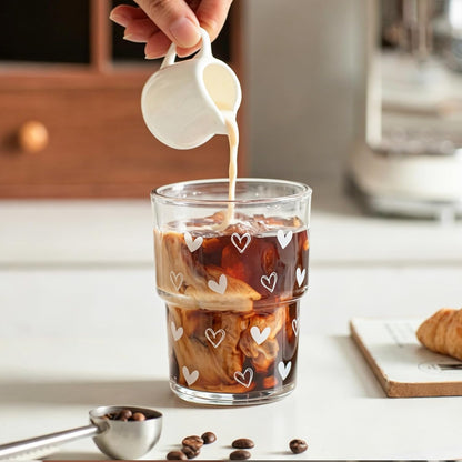 20 oz Clear Glass Cup with Lid and Glass Straw, Set of 2 Thickened Glass Coffee Tumblers, Drinking Glasses with Straw for Smoothie, Tea, Milk, Whiskey, Water and More – Elegant & Durable
