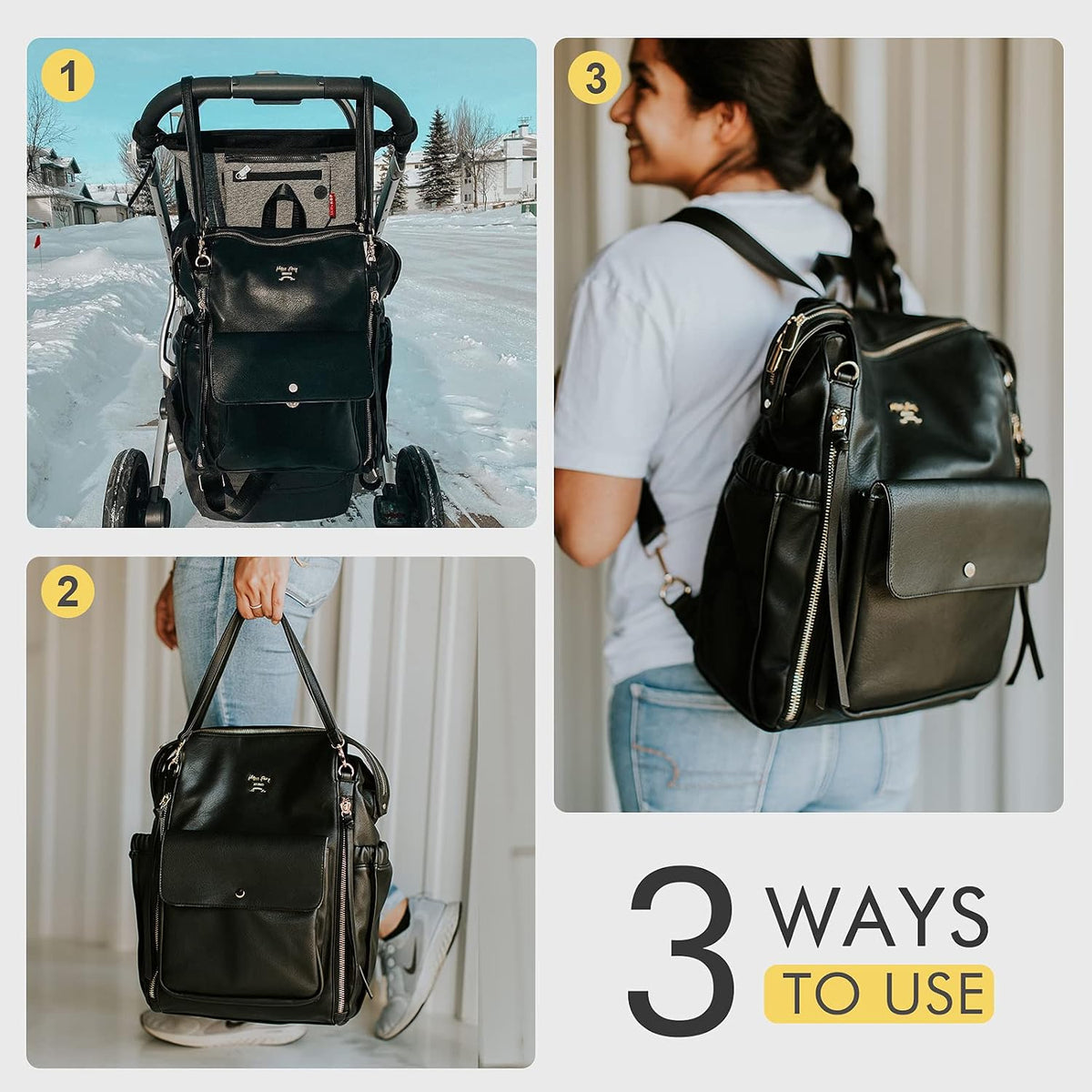 Leather Diaper Backpack for Girls and Boys Diaper Backpack