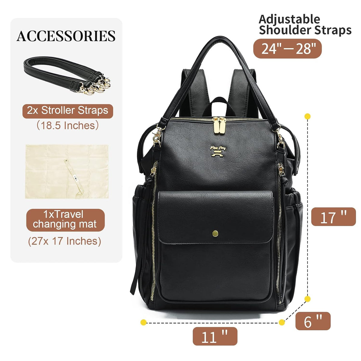 Leather Diaper Backpack for Girls and Boys Diaper Backpack