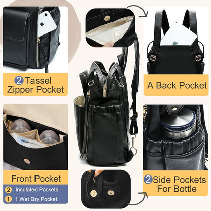 Leather Diaper Backpack for Girls and Boys Diaper Backpack