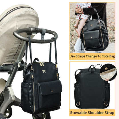 Leather Diaper Backpack for Girls and Boys Diaper Backpack