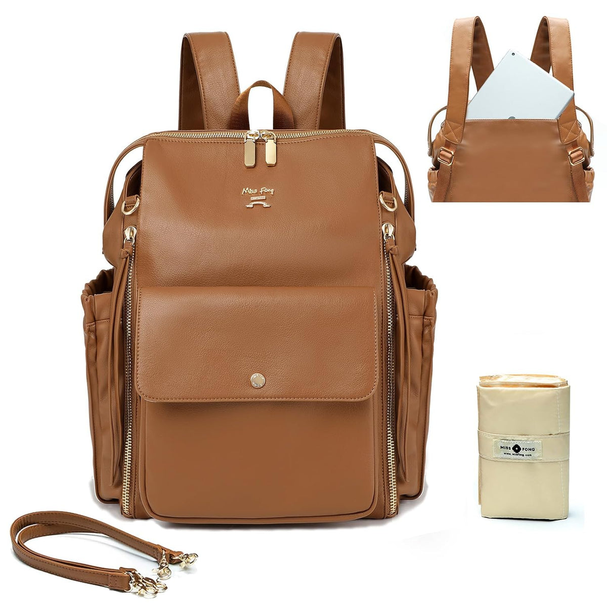 Leather Diaper Backpack for Girls and Boys Diaper Backpack