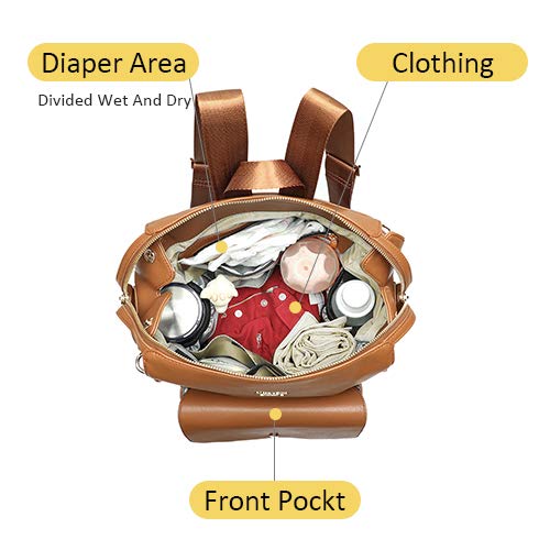 Leather Diaper Backpack for Girls and Boys Diaper Backpack