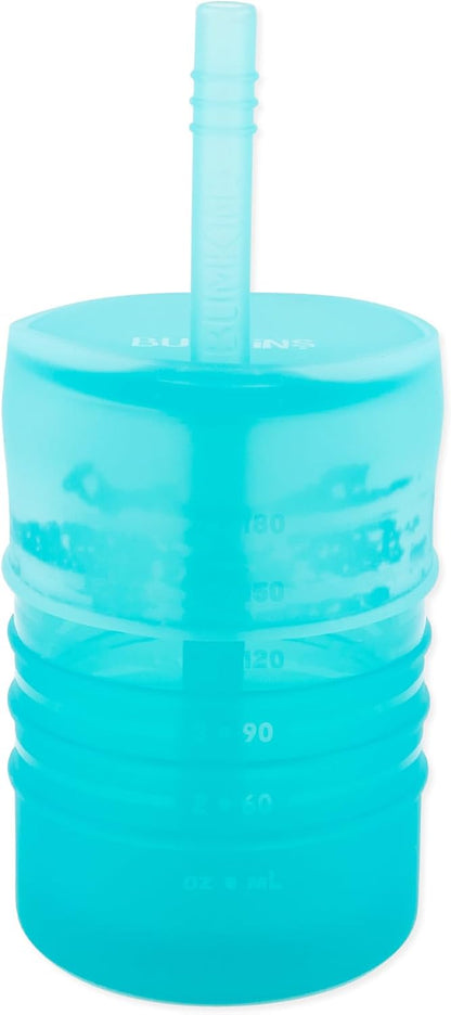 Baby and Toddler Cups, Sippy Cup with Straw, Spill Proof, Transition Cup for Babies Ages 1 Year, Safely Sip from Lid, Straw or Cup, First Year Supplies, Platinum Silicone, Holds 7oz, Gray