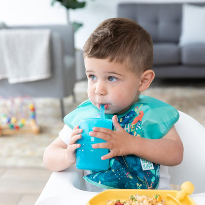 Baby and Toddler Cups, Sippy Cup with Straw, Spill Proof, Transition Cup for Babies Ages 1 Year, Safely Sip from Lid, Straw or Cup, First Year Supplies, Platinum Silicone, Holds 7oz, Gray