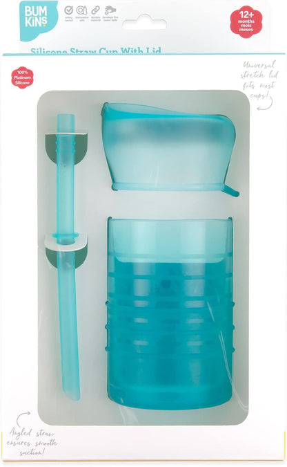 Baby and Toddler Cups, Sippy Cup with Straw, Spill Proof, Transition Cup for Babies Ages 1 Year, Safely Sip from Lid, Straw or Cup, First Year Supplies, Platinum Silicone, Holds 7oz, Gray