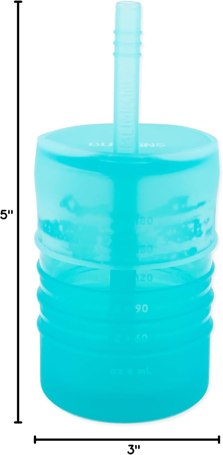 Baby and Toddler Cups, Sippy Cup with Straw, Spill Proof, Transition Cup for Babies Ages 1 Year, Safely Sip from Lid, Straw or Cup, First Year Supplies, Platinum Silicone, Holds 7oz, Gray