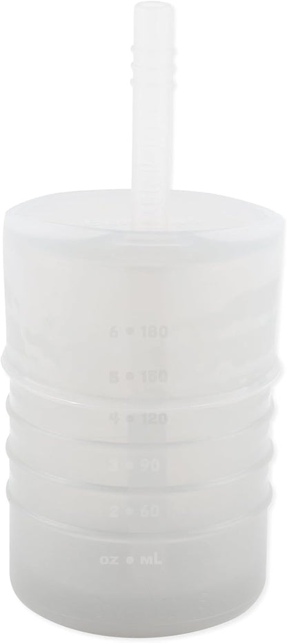 Baby and Toddler Cups, Sippy Cup with Straw, Spill Proof, Transition Cup for Babies Ages 1 Year, Safely Sip from Lid, Straw or Cup, First Year Supplies, Platinum Silicone, Holds 7oz, Gray