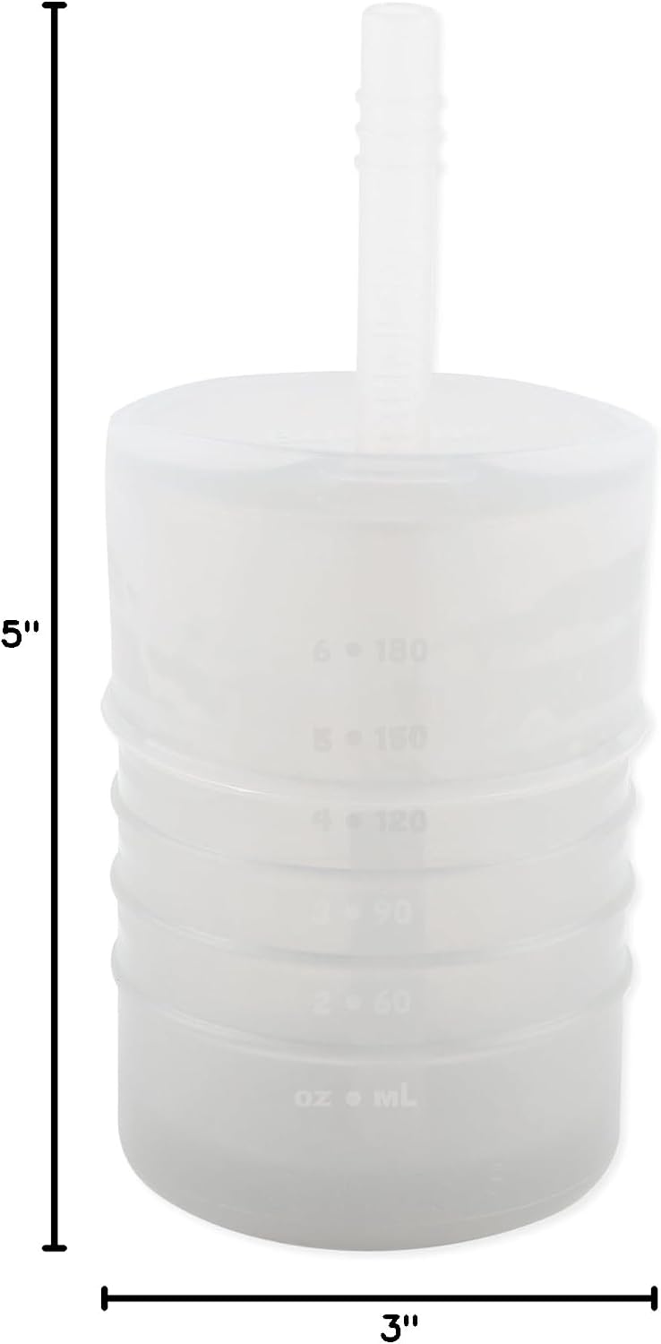 Baby and Toddler Cups, Sippy Cup with Straw, Spill Proof, Transition Cup for Babies Ages 1 Year, Safely Sip from Lid, Straw or Cup, First Year Supplies, Platinum Silicone, Holds 7oz, Gray