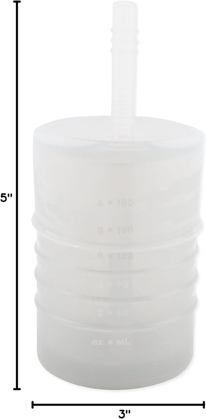 Baby and Toddler Cups, Sippy Cup with Straw, Spill Proof, Transition Cup for Babies Ages 1 Year, Safely Sip from Lid, Straw or Cup, First Year Supplies, Platinum Silicone, Holds 7oz, Gray