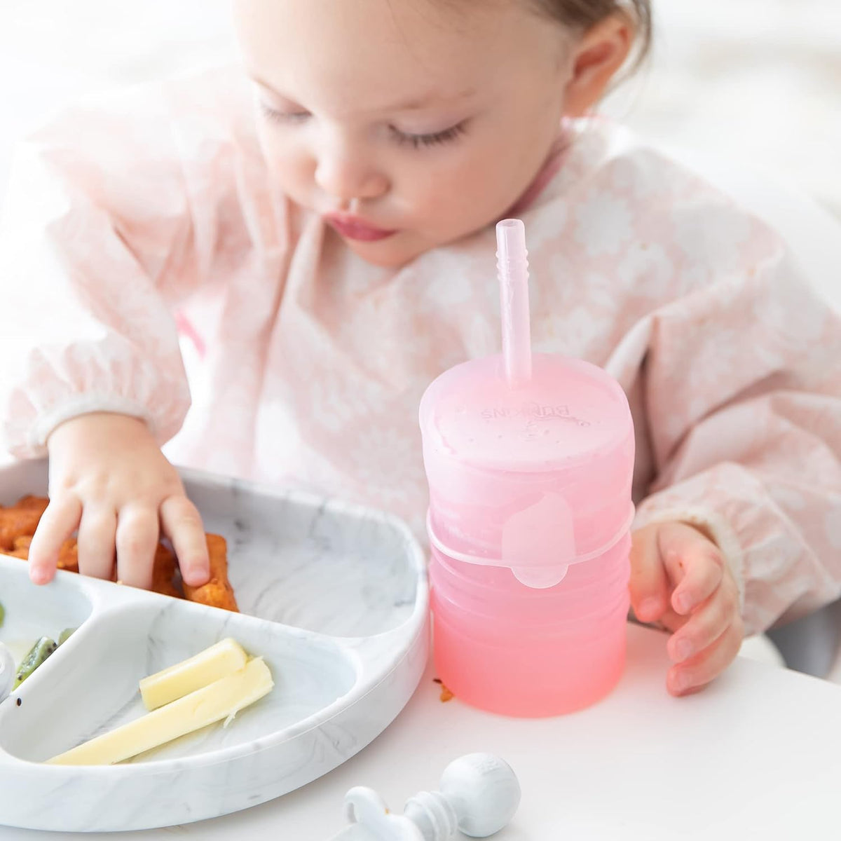 Baby and Toddler Cups, Sippy Cup with Straw, Spill Proof, Transition Cup for Babies Ages 1 Year, Safely Sip from Lid, Straw or Cup, First Year Supplies, Platinum Silicone, Holds 7oz, Gray