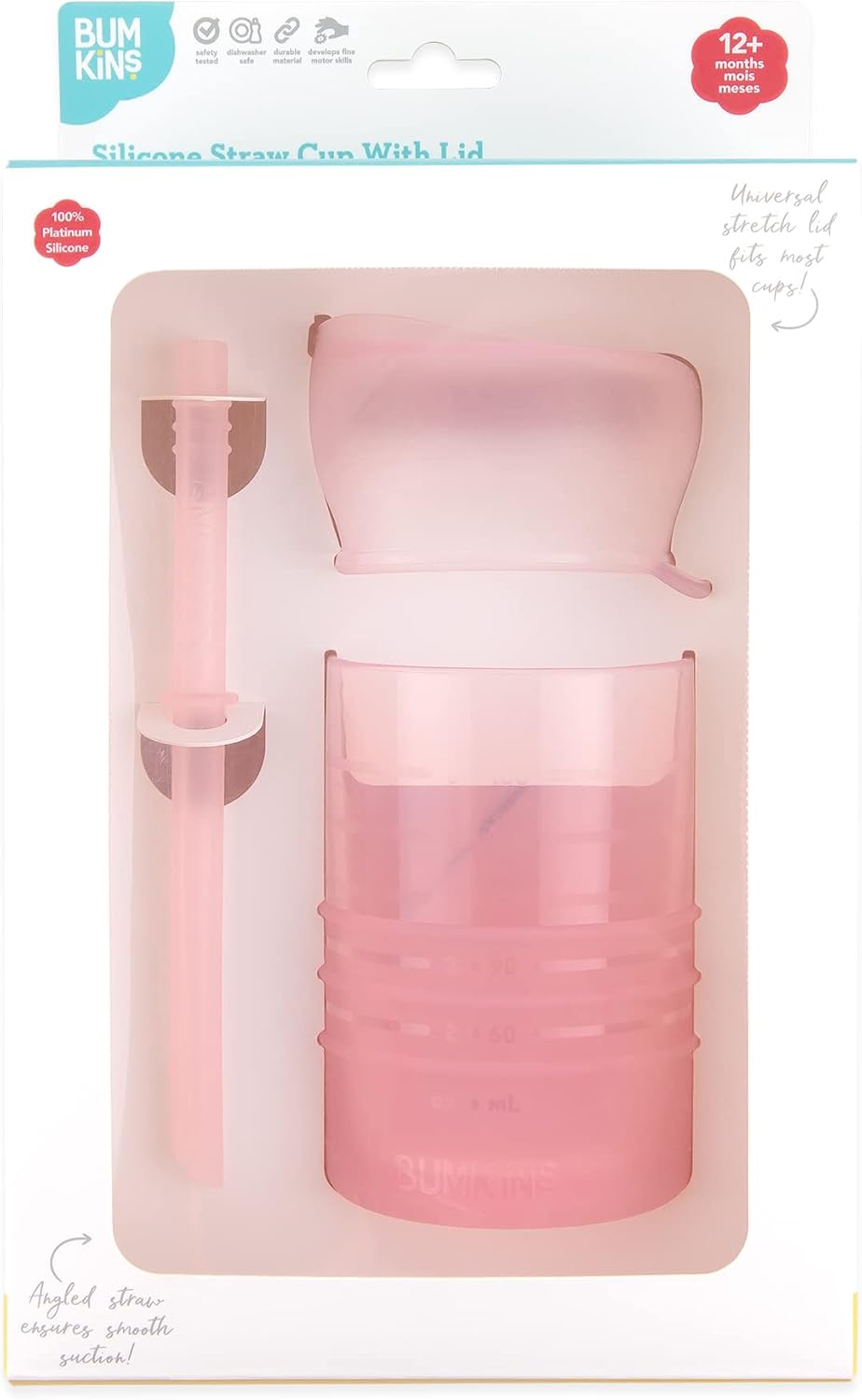 Baby and Toddler Cups, Sippy Cup with Straw, Spill Proof, Transition Cup for Babies Ages 1 Year, Safely Sip from Lid, Straw or Cup, First Year Supplies, Platinum Silicone, Holds 7oz, Gray