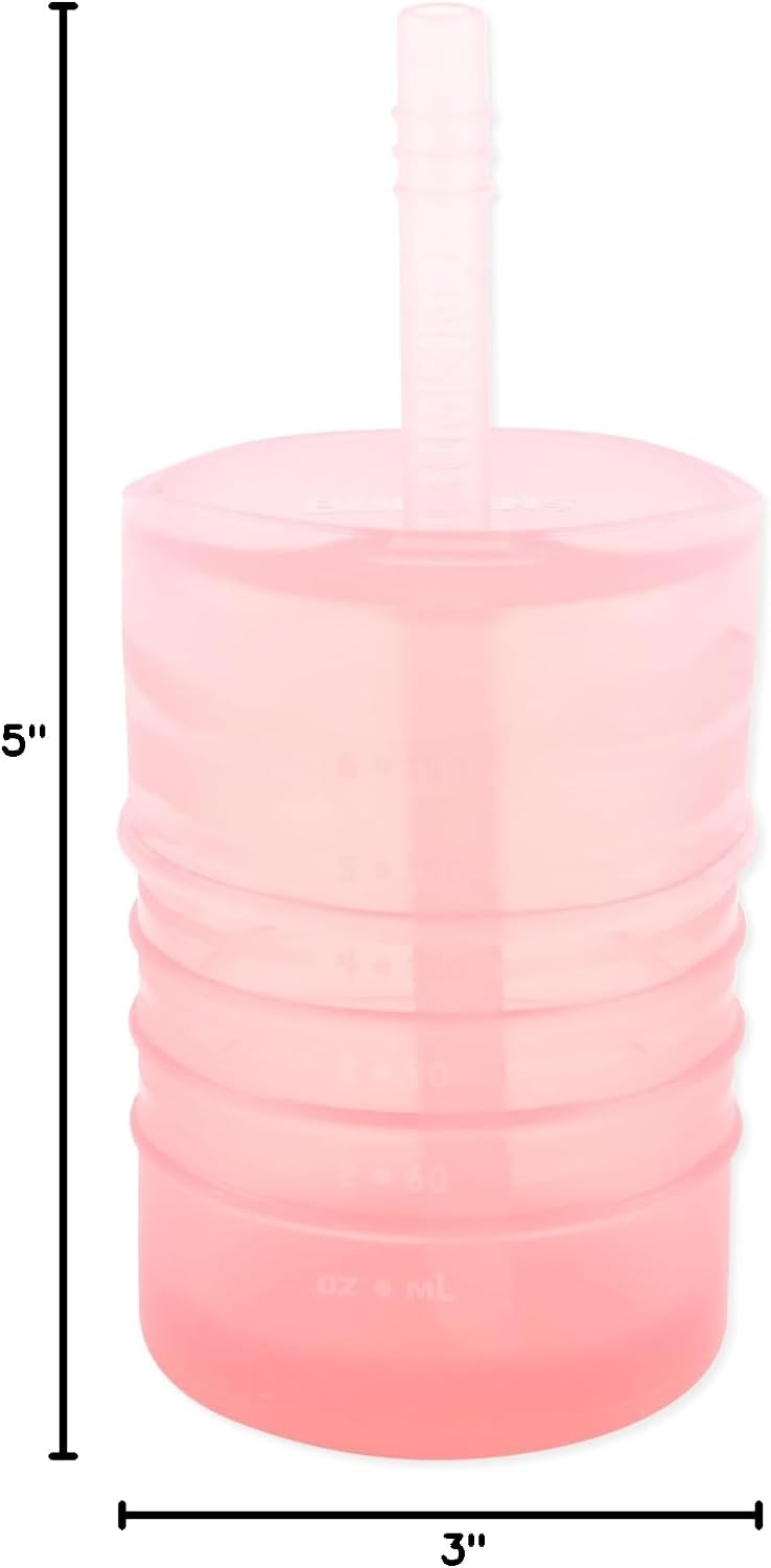 Baby and Toddler Cups, Sippy Cup with Straw, Spill Proof, Transition Cup for Babies Ages 1 Year, Safely Sip from Lid, Straw or Cup, First Year Supplies, Platinum Silicone, Holds 7oz, Gray