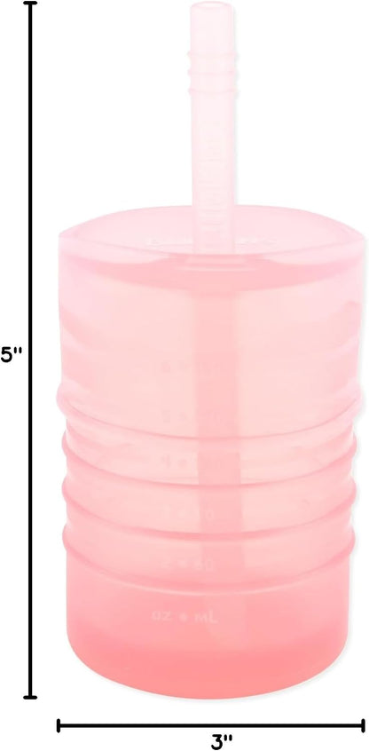 Baby and Toddler Cups, Sippy Cup with Straw, Spill Proof, Transition Cup for Babies Ages 1 Year, Safely Sip from Lid, Straw or Cup, First Year Supplies, Platinum Silicone, Holds 7oz, Gray